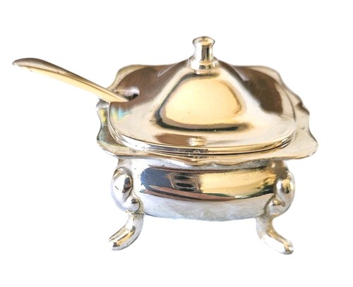 Silver plated pot - with, glass