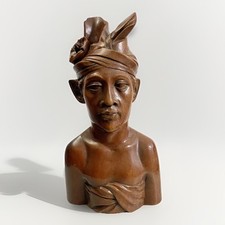 Beautiful Hand carved Solid Wooden bust Of A Balinese Indonesian Bali Woman