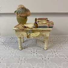 VTG Shabby Chic Business Card Holder Ladies Writing Desk Dollhouse Office