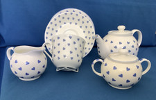 Nina Campbell Blue Hearts by Roy Kirkham ~ Fine Bone China Tea 4  One ~ 6 piece.