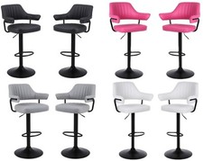 SET OF 2 PLUSH BAR STOOLS, GAS LIFT, BREAKFAST KITCHEN BAR PADDED ARMS & BACK