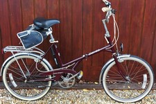 1970s Dawes Kingpin folding bike, 3 spd. With saddle bag and lock.