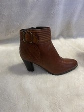 Jane Stilton Brown Tan Leather Ankle Boots.3’ Block Heel Eu 37 Uk 4.vgc
