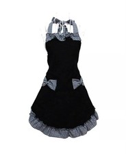Crossed Back Tie  Ruffled Apron Adjustable Women Apron with Pocket 