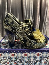 Irregular Choice Euro 40 Blue&Gold Gothic Floral “Can’t Touch This” Perspex Heel