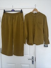 Women’s Zara Olive Khali Green Shirt & Pocket Trousers Co Ord Set Size Large