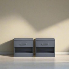 2x Pair of Dark Grey Bedside