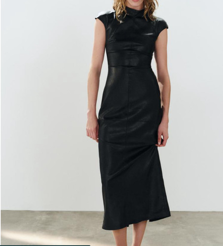 Zara leather effect midi - zara, dress