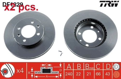 Pcs front brake disc - x2, rotors
