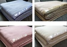 100% Wool Solid Traditional Blanket  Luxury Satin Ribbon Trim in 4 colours 