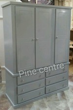 HANDMADE AYLESBURY 6 DRAWER trple WARDROBE (GREY) SILVER KNOBS **READY ASSEMBLED