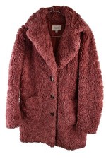 Next Womans Red long Teddy Bear Fleece Long Overcoat Size XS Collared