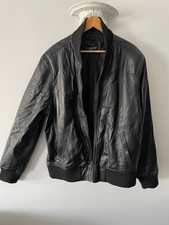 Quality  Classic  Black  Soft  Leather Bomber Biker  Jacket Size 3XL