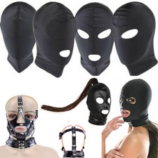 Fetish Open Mouth Hood Face Mask Head Bondage Slave Adult Mouth Gag Headgear SM