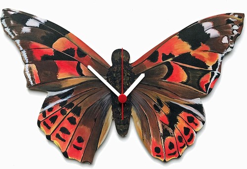 Brown butterfly clock - clock,