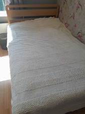 Vintage Fringed White Candlewick Double Bedspread.  Turner Brothers, Bridlington
