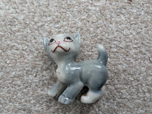 Vintage ceramic grey - vintage, kitten