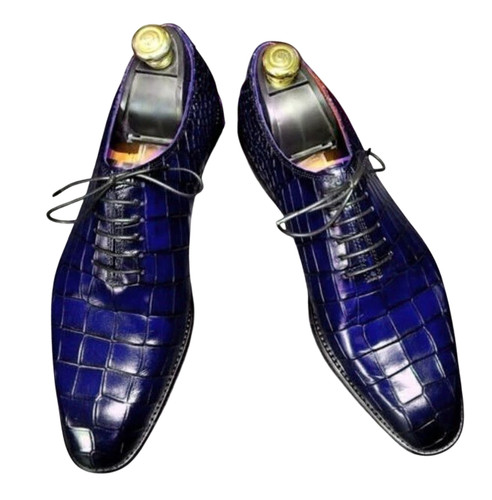 Handmade genuine blue leather - blue,