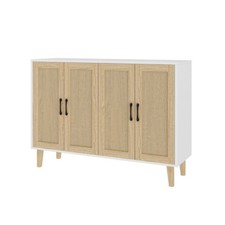 Buffet Storage Cabinet with Rattan Decorating Living Room Wood Kitchen Sideboard