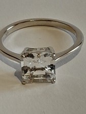 PETALITE square cut Solitaire Ring in 925 Sterling Silver size M NEW