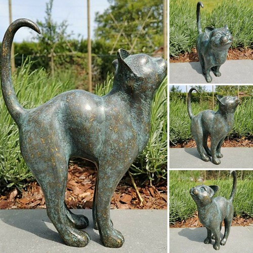 Cat resin sculpture - cat, lawn