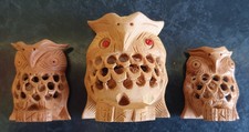 3 VINTAGE HAND CRAFTED CARVED