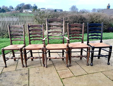 Set 5 Vintage Carved Oak