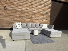 Grey U Shape Corner Sofa With Two Matching Footstools