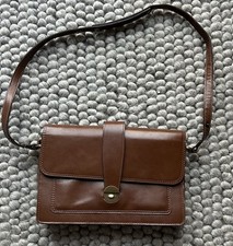 Topshop vintage 100% Real Leather Satchel Shoulder Bag Handbag Brown VGC