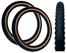 PAIR Baldys 20 x 2.125 BMX Mountain Bike BLACK / TAN WALL Knobby Tread TYRES