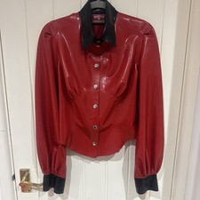 Honour Skintwo Rubber Latex Mistress Blouse Top Red And Black Size Medium