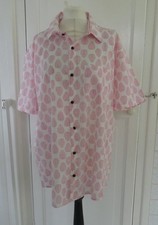 NEW Koyafabs White & Pink Cotton Feather Shirt L / UK 20-22 (48 in Chest)