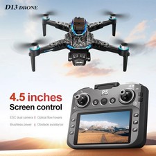 D13 RC Drone 4K Triple Camera FPV 5G WiFi, 360° Obstacle Avoidance Brushless LCD