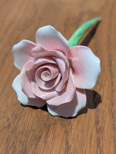 Vintage Capodimonte Porcelain Pink Rose Flower Ornament Home Decor VGC