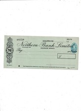 NORTHERN  BANK  UNUSED  CHEQUE  19--  COLERAINE