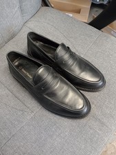 Samuel Windsor black all leather loafers/slip on shoes size 9