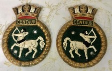 Vintage HMS Centaur Ship's Tampions, Boat Badges, Metal, R06 Aircraft Carrier