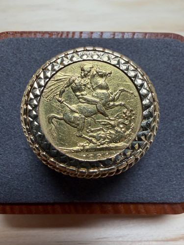 1884 gold full sovereign ring - 1884,
