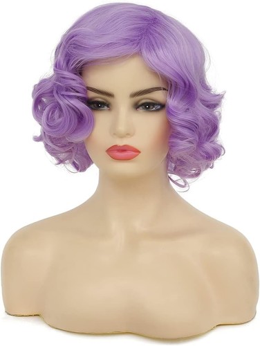 Short curly purple wigs for - curly,