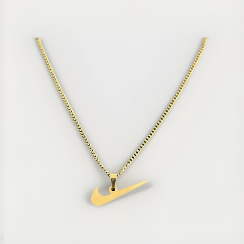 Gold swoosh necklace - ,