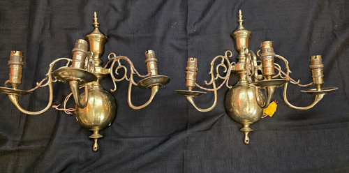 Pair vintage flemish - vintage, brass