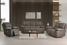 Recliner Sofa Set Suede / Fabric 3+2+1 Seater Electric Motors USB Charging MAPLE