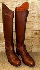 Palanco Spanish Long Brown Leather Front Zip Polo Riding Boots - UK Size 9.5