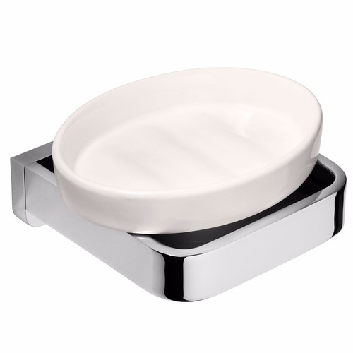 Chrome and ceramic soap dish - ceramic,