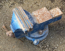 VINTAGE LARGE ENGINEERS MECHANICS SWIVEL BENCH VICE 6" WIDE JAWS + ANVIL