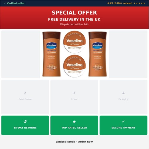 Vaseline cocoa radiant body - vaseline,