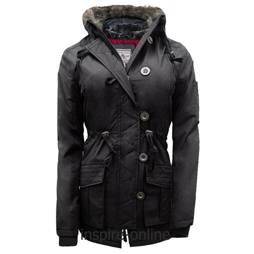 Ladies military style hooded - military,