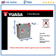 Car Battery YBX5054 Yuasa 054