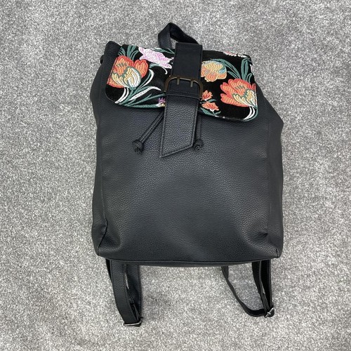 Black floral faux - floral, leather