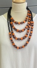 NEW LAGENLOOK STATMENT JEWELLERY orange& black SHORT PENDANT  MULTI NECKLACE